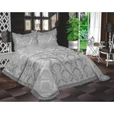 Zesa Home Fransız Güpürlü Aden Yatak Örtüsü 3 Parça Çeyizlik - 250 x 250 cm - Gri