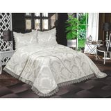 Zesa Home Fransız Güpürlü Aden Yatak Örtüsü 3 Parça Çeyizlik - 250 x 250 cm - Krem