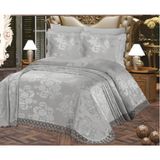 Zesa Home Fransız Güpürlü Arya Yatak Örtüsü 3 Parça Çeyizlik - 250 x 250 cm - Gri