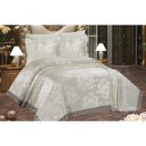 Zesa Home Fransız Güpürlü Arya Yatak Örtüsü 3 Parça Çeyizlik - 250 x 250 cm - Krem