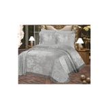 ZESA HOME Fransız Güpürlü Arya Yatak Örtüsü 3 Parça Çeyizlik GRİ 250 x 250