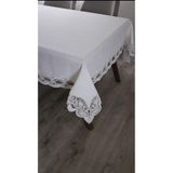 ZESA HOME Gardenya Keten Dertsiz Ağır Güpürlü Krem Masa Örtüsü-160x160...160x500 KREM 160 x 220