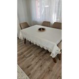 ZESA HOME Gardenya Keten Dertsiz Fransız Güpürlü Masa Örtüleri-100x300...160x500 Ekru Lale 160 x 400