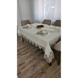ZESA HOME Gardenya Keten Lüx Sofra Takımları 38 Parça Amerikan Servisli Setli Platin Lale 160 x 220