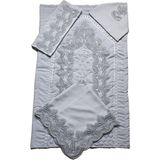 Zesa Home Güpürlü Gardenya Kumaş 4 Parça Seccade Takımı Çeyizlik - Gri