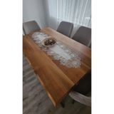ZESA HOME Lüks Fransız Dantelli Keten Gardeya Runner Platin Gül 40 x 140