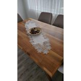ZESA HOME Lüx Fransız Dantelli Keten Gardeya Runner Ekru Fulya 40 x 140