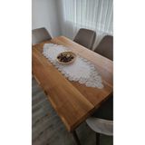 ZESA HOME Lüx Fransız Dantelli Keten Gardeya Runner Ekru Yasemin 40 x 140