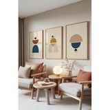 Zestia Ahşap Çerçeveli 3’lü Tablo Seti Abstract Balance – Modern Formlar Ofis Set 30098, 10 x 15