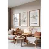 Zestia Ahşap Çerçeveli 3’lü Tablo Seti Araba Yelkenli ve Uçak Çizimleri – Yol Havası Salon Set 30025, 10 x 15