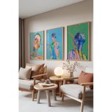 Zestia Ahşap Çerçeveli 3’lü Tablo Seti Chromatic Emotion – Renkli Modern İnsan Figürleri Set 30127, 10 x 15