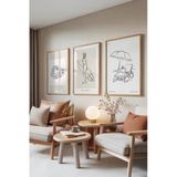 Zestia Ahşap Çerçeveli 3’lü Tablo Seti Dalga Sörf ve Şezlong Çizimleri Salon Set 30022, 30 x 40