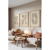 Zestia Ahşap Çerçeveli 3’lü Tablo Seti Dual Lines – Renkli Yaylar Salon Set 30099, 70 x 100