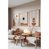 Zestia Ahşap Çerçeveli 3’lü Tablo Seti, Güneş Işınları Minimal Tarz, Salon Set No: 30057 15 x 21