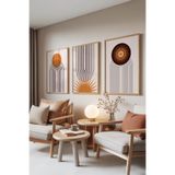 Zestia Ahşap Çerçeveli 3’lü Tablo Seti Güneşin İzleri – Line Art Serisi Salon Set 30089, 15 x 21