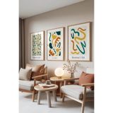 Zestia Ahşap Çerçeveli 3’lü Tablo Seti Matisse Abstract – Renkli Figürler Ofis Set 30092, 70 x 100