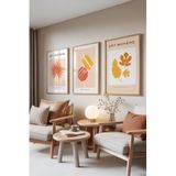 Zestia Ahşap Çerçeveli 3’lü Tablo Seti Modern Boho Minimalist – Salon Set 30137, 70 x 100