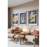 Zestia Ahşap Çerçeveli 3’lü Tablo Seti, Modern Botanical İllüstrasyon – Salon Set No: 30139 21 x 30