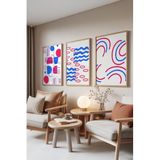 Zestia Ahşap Çerçeveli 3’lü Tablo Seti Modern Geometrik – Canlı Renkler Salon Set 30111, 10 x 15