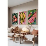 Zestia Ahşap Çerçeveli 3’lü Tablo Seti, Modern Meyve İllüstrasyon – Mutfak Set No: 30136 15 x 21