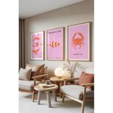 Zestia Ahşap Çerçeveli 3’lü Tablo Seti Ocean Life – Deniz Canlıları Koleksiyonu Salon Set 30046, 10 x 15