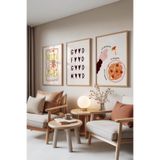 Zestia Ahşap Çerçeveli 3’lü Tablo Seti Pasta Lover – Eğlenceli Spagetti Teması Mutfak Set 30012, 70 x 100