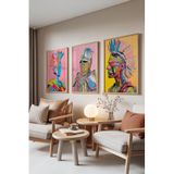 Zestia Ahşap Çerçeveli 3’lü Tablo Seti, Renkli Savaşçılar – Modern Ekspresyon, Salon Set No: 30128 15 x 21