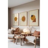 Zestia Ahşap Çerçeveli 3’lü Tablo Seti Rising Suns – Retro Enerji Salon Set 30095, 70 x 100