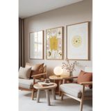 Zestia Ahşap Çerçeveli 3’lü Tablo Seti Tarot Çizimleri – Soft Sarı Salon Set 30109, 70 x 100