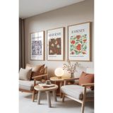 Zestia Ahşap Çerçeveli 3’lü Tablo Seti Vintage Çiçek Desenleri Salon Set 30055, 30 x 40