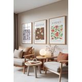 Zestia Ahşap Çerçeveli 3’lü Tablo Seti Vintage Çiçek Desenleri Salon Set 30055, 70 x 100