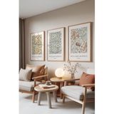 Zestia Ahşap Çerçeveli 3’lü Tablo Seti William Morris Desenleri – Floral Stil Salon Set 30121, 50 x 70