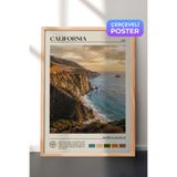 Zestia Ahşap Çerçeveli Duvar Tablosu California Sahil Kayalıkları Gün Batımı Salon Dekoru, 21 x 30