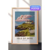 Zestia Ahşap Çerçeveli Duvar Tablosu Isle of Skye İskoçya Sahil Köyü İllüstrasyonu Salon Dekoru, 13 x 18