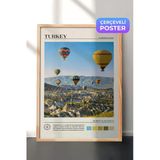 Zestia Ahşap Çerçeveli Duvar Tablosu Kapadokya Peri Bacaları Şehir Manzarası Salon Dekoru, 21 x 30