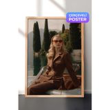 Zestia Ahşap Çerçeveli Duvar Tablosu Klasik Tekne Üzerinde Vintage Moda Salon Dekoru, 30 x 40