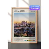 Zestia Ahşap Çerçeveli Duvar Tablosu Los Angeles Skyline Şehir Manzarası Salon Dekoru, 50 x 70