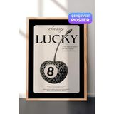 Zestia Ahşap Çerçeveli Duvar Tablosu Lucky Kiraz Leopar Desen Retro Salon Dekoru, 30 x 40
