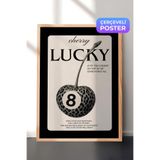 Zestia Ahşap Çerçeveli Duvar Tablosu Lucky Kiraz Leopar Desen Retro Salon Dekoru, 70 x 100