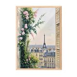 Zestia Ahşap Çerçeveli Duvar Tablosu Paris Penceresi Salon Dekoru, 13 x 18