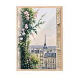 Zestia Ahşap Çerçeveli Duvar Tablosu Paris Penceresi Salon Dekoru, 50 x 70