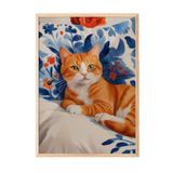 Zestia Ahşap Çerçeveli Duvar Tablosu Rahat Kedi Salon Dekoru, 30 x 40