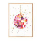 Zestia Ahşap Çerçeveli Duvar Tablosu Retro Disko Topu Genç Odası Dekoru, 10 x 15