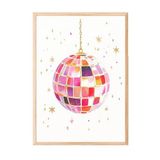 Zestia Ahşap Çerçeveli Duvar Tablosu Retro Disko Topu Genç Odası Dekoru, 21 x 30