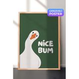 Zestia Ahşap Çerçeveli Duvar Tablosu Şirin Kaz Karikatürü Nice Bum Genç Odası Dekoru, 21 x 30