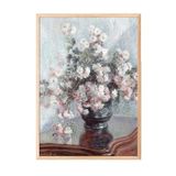 Zestia Ahşap Çerçeveli Duvar Tablosu Vazoda Çiçekler – Soft Pastel Salon Dekoru, 50 x 70