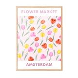 Zestia Ahşap Çerçeveli Tablo, Amsterdam Lale Pazarı – Çiçekli Şehir, Mutfak Dekoru Poster No: 101953 50 x 70