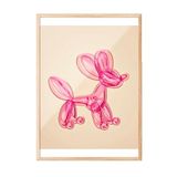Zestia Ahşap Çerçeveli Tablo, Balon Köpek Heykeli, Gölge Efektli, 3D Minimal Poster No: 106456 21 x 30