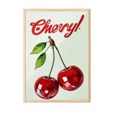 Zestia Ahşap Çerçeveli Tablo, Cheryl – Nostaljik Kiraz Tipografisi, Mutfak Dekoru Poster No: 109992 50 x 70
