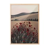 Zestia Ahşap Çerçeveli Tablo Gelincik Tarlası Manzarası - Sakin Doğa Salon Dekoru Poster 103058, 21 x 30
